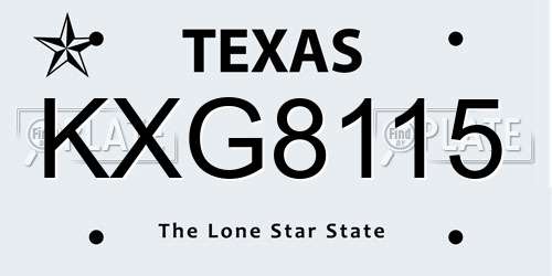 KXG8115 Texas License Plate