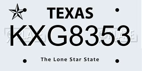KXG8353 Texas License Plate