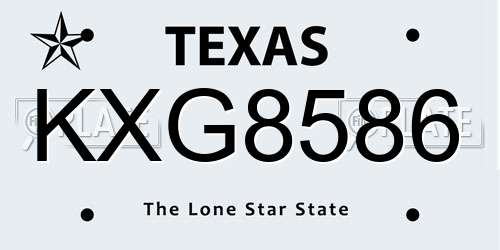 KXG8586 Texas License Plate
