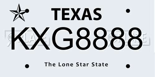 KXG8888 Texas License Plate