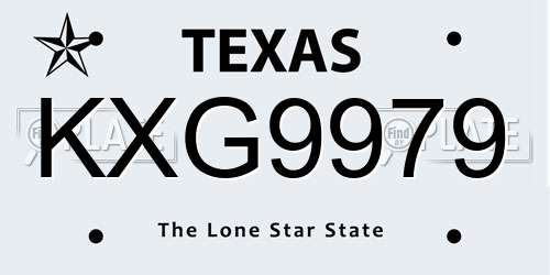 KXG9979 Texas License Plate