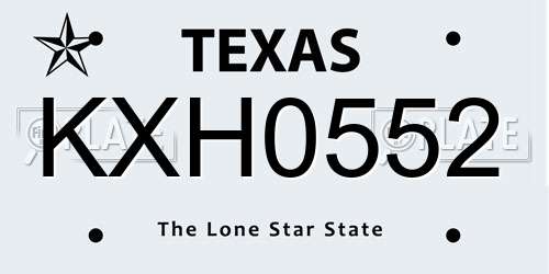 KXH0552 Texas License Plate