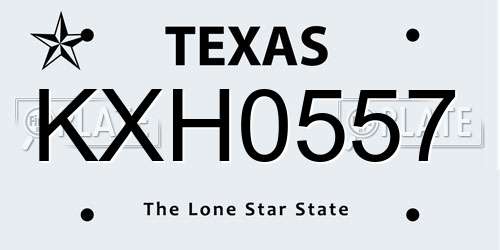 KXH0557 Texas License Plate