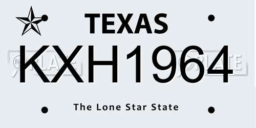 KXH1964 Texas License Plate