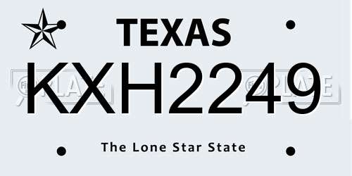 KXH2249 Texas License Plate