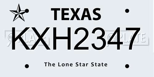 KXH2347 Texas License Plate
