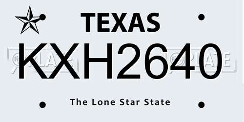 KXH2640 Texas License Plate