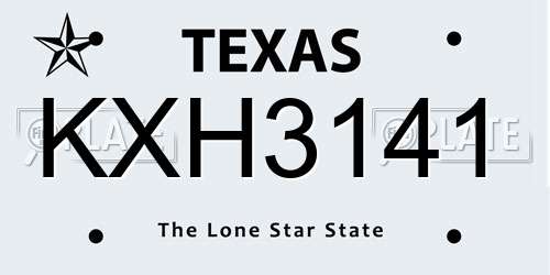 KXH3141 Texas License Plate