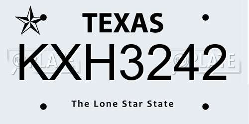 KXH3242 Texas License Plate
