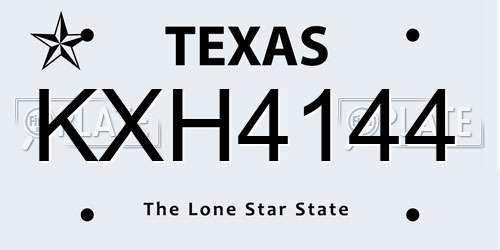 KXH4144 Texas License Plate