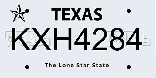 KXH4284 Texas License Plate