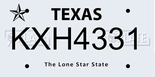KXH4331 Texas License Plate