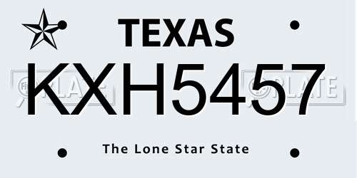 KXH5457 Texas License Plate