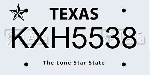 KXH5538 Texas License Plate