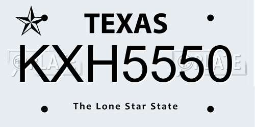 KXH5550 Texas License Plate