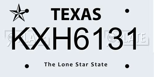 KXH6131 Texas License Plate