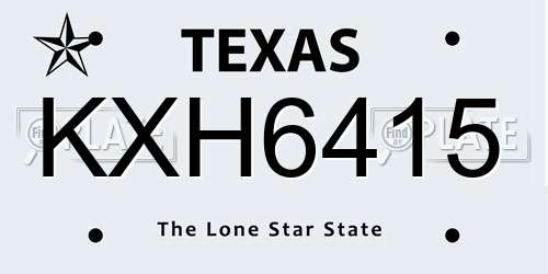 KXH6415 Texas License Plate