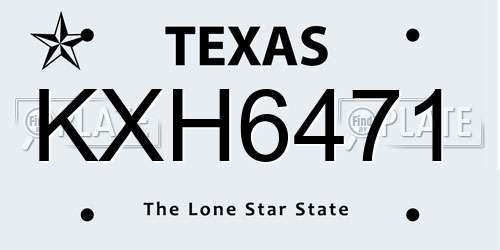 KXH6471 Texas License Plate