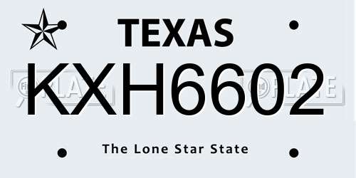 KXH6602 Texas License Plate