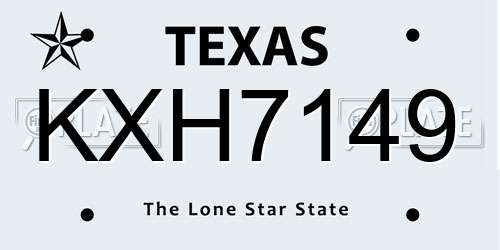 KXH7149 Texas License Plate