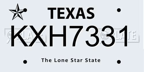 KXH7331 Texas License Plate