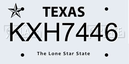 KXH7446 Texas License Plate