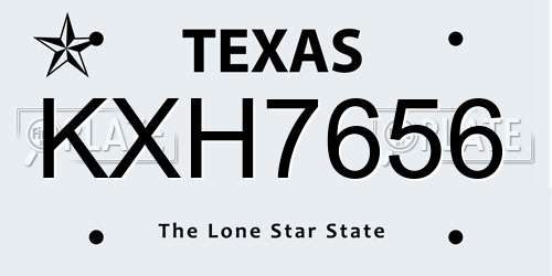 KXH7656 Texas License Plate