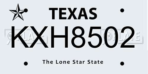 KXH8502 Texas License Plate