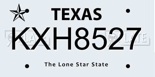 KXH8527 Texas License Plate