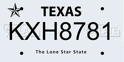 KXH8781 Texas License Plate