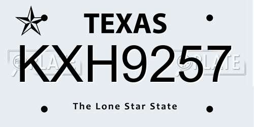 KXH9257 Texas License Plate