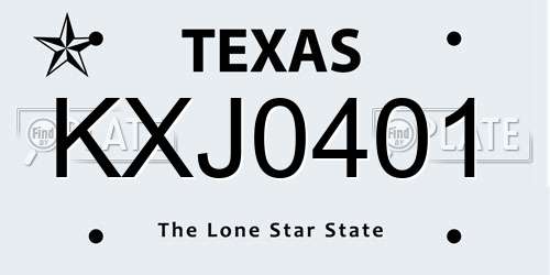 KXJ0401 Texas License Plate
