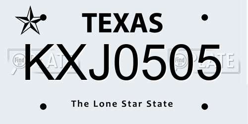 KXJ0505 Texas License Plate