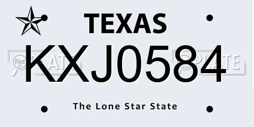 KXJ0584 Texas License Plate