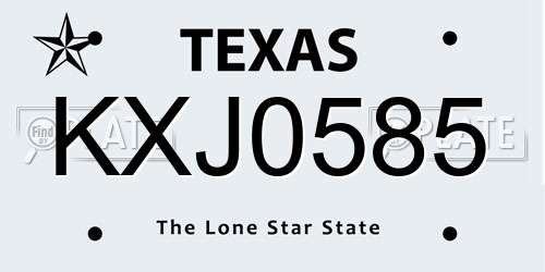 KXJ0585 Texas License Plate