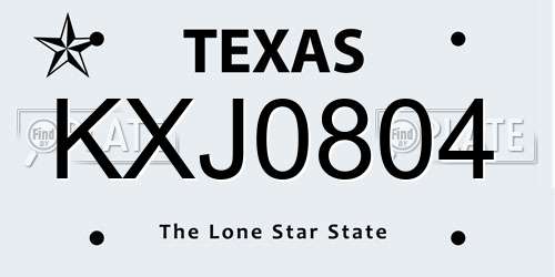 KXJ0804 Texas License Plate