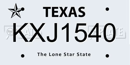 KXJ1540 Texas License Plate