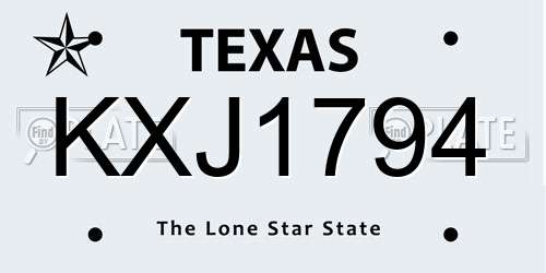 KXJ1794 Texas License Plate