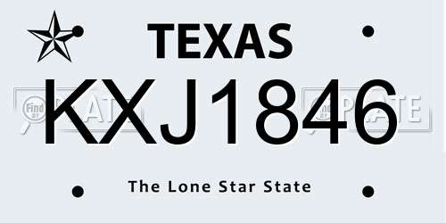 KXJ1846 Texas License Plate