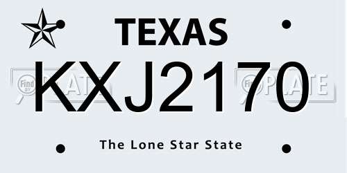 KXJ2170 Texas License Plate