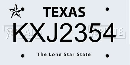 KXJ2354 Texas License Plate