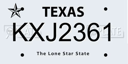 KXJ2361 Texas License Plate