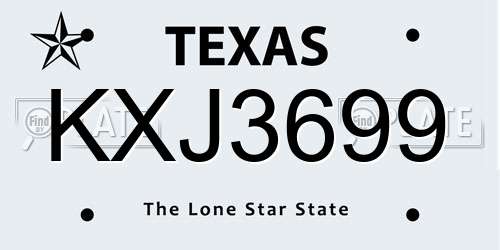KXJ3699 Texas License Plate