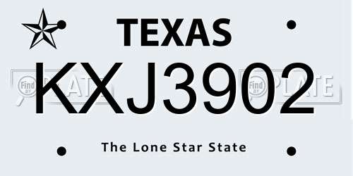 KXJ3902 Texas License Plate