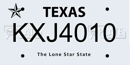 KXJ4010 Texas License Plate