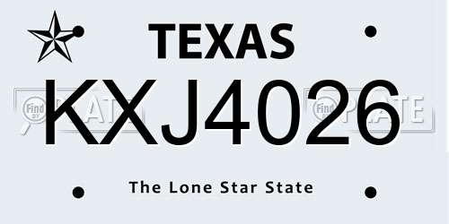 KXJ4026 Texas License Plate