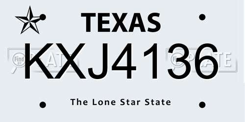 KXJ4136 Texas License Plate