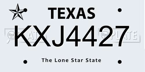 KXJ4427 Texas License Plate