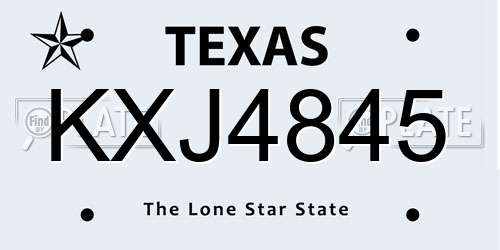 KXJ4845 Texas License Plate