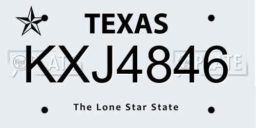 KXJ4846 Texas License Plate